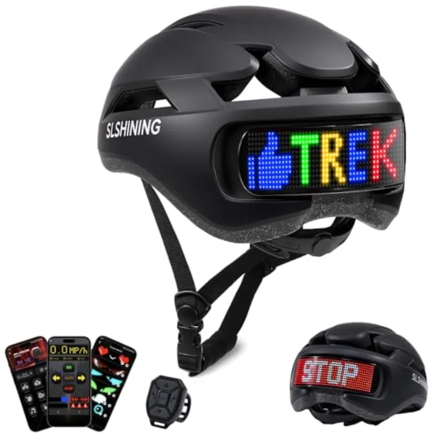 Bike Helmet, Bicycle Helmets with Light, 360° High Visibility LED Display, Lightweight Adjustable Mountain Bike Helmet with Tur
Bike Helmet, Bicycle Helmets with Light, 360° High Visibility LED Display, Lightweight Adjustable Mountain Bike Helmet with Tur