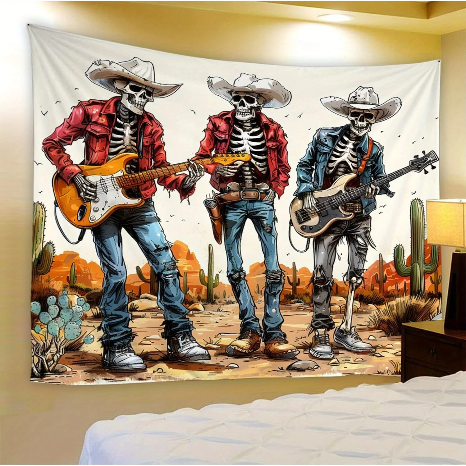 Cowboy Skeleton Band Tapestry, Western Music Wall Art for Bedroom or Living Room, Large Decorative Hanging, Add Unique Style
Cowboy Skeleton Band Tapestry, Western Music Wall Art for Bedroom or Living Room, Large Decorative Hanging, Add Unique Style