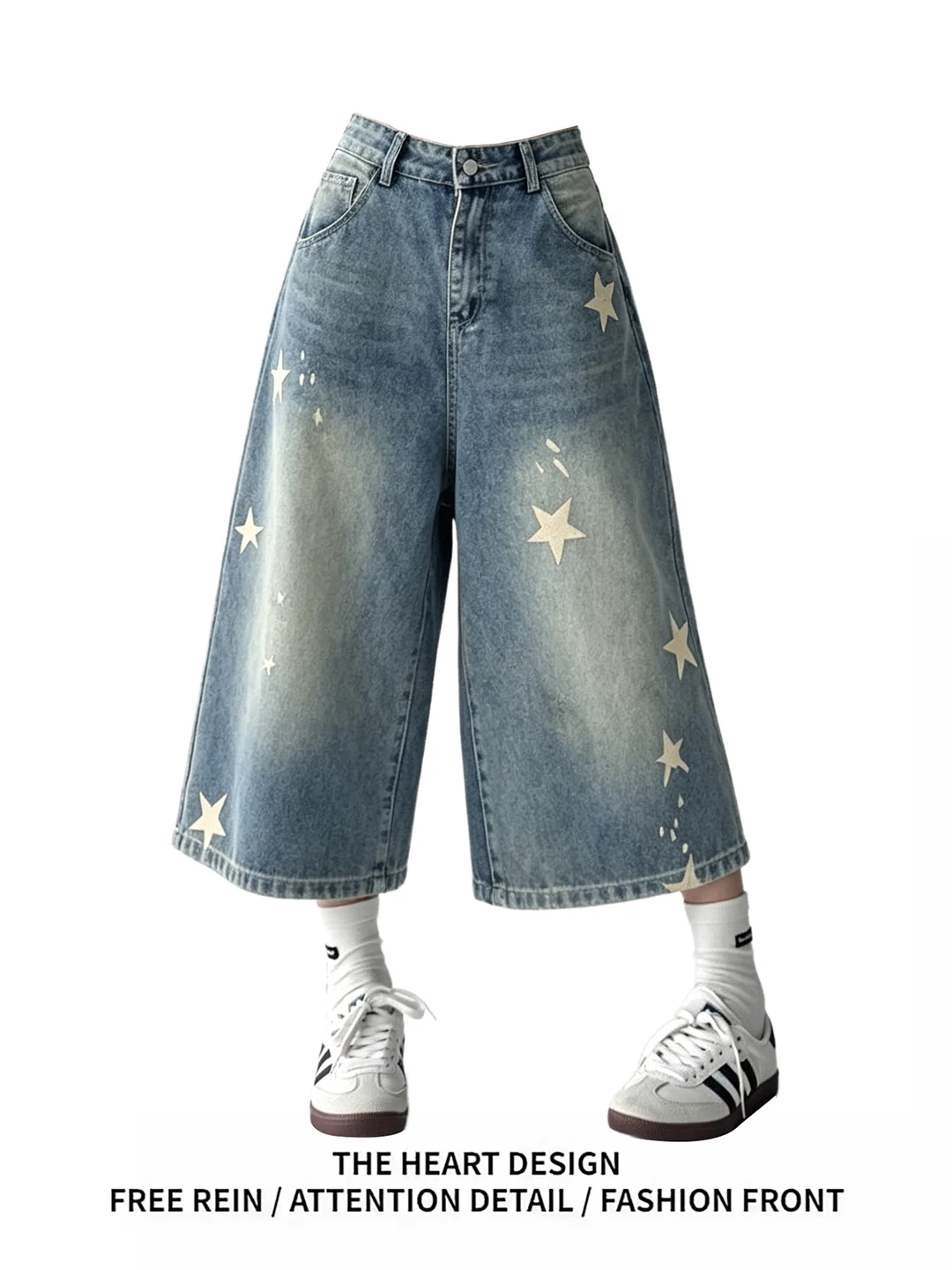 Retro American Star Print Denim Shorts Women Summer Washed Loose Slim Wide Leg Casual Shorts High Waist Faded Jeans
Retro American Star Print Denim Shorts Women Summer Washed Loose Slim Wide Leg Casual Shorts High Waist Faded Jeans
