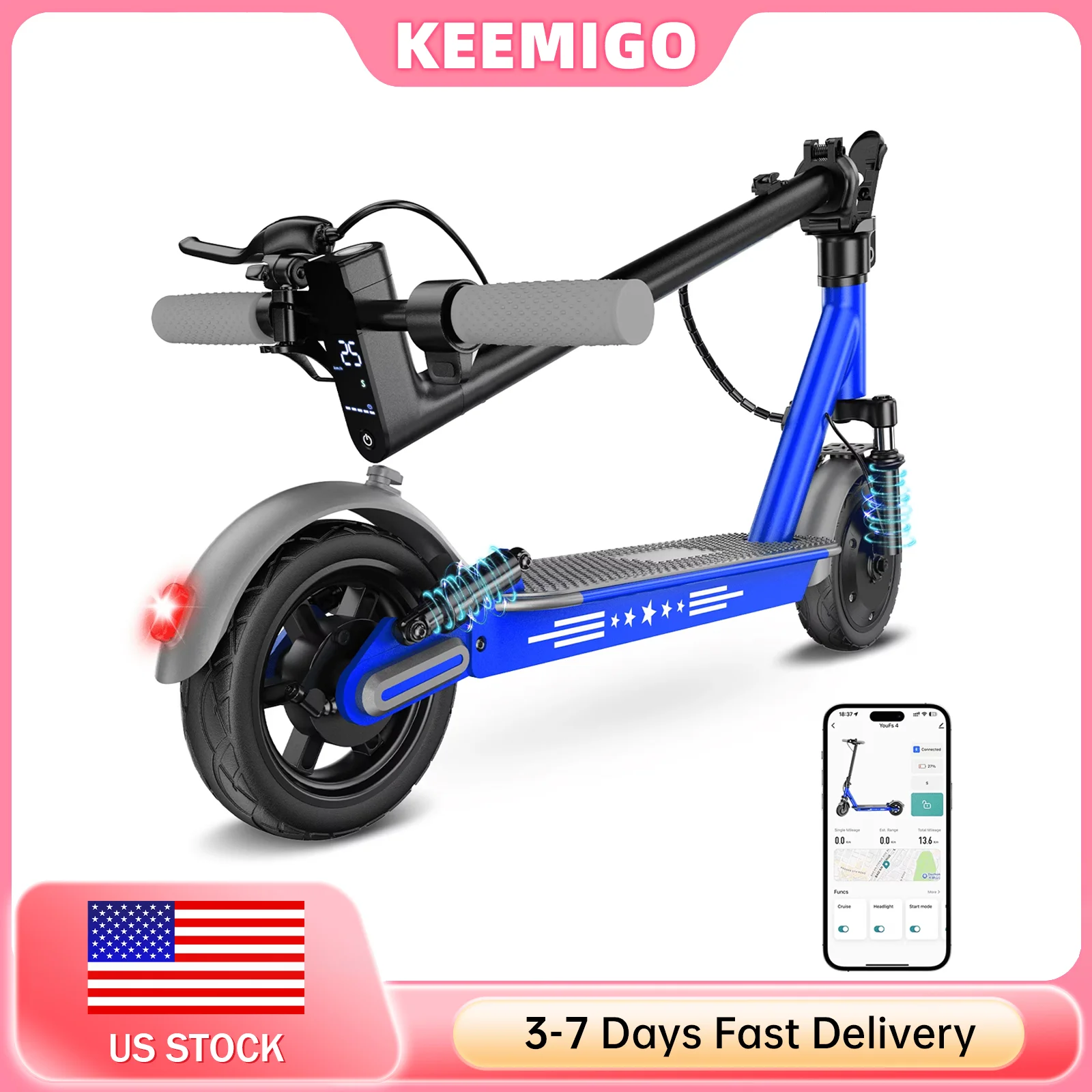 Electric Scooter For Adults 350W Motor Max Speed 19mph 10inch tire Front And Rear Shock Absorbers E-Brake Drum Brake Commute
Electric Scooter For Adults 350W Motor Max Speed 19mph 10inch tire Front And Rear Shock Absorbers E-Brake Drum Brake Commute