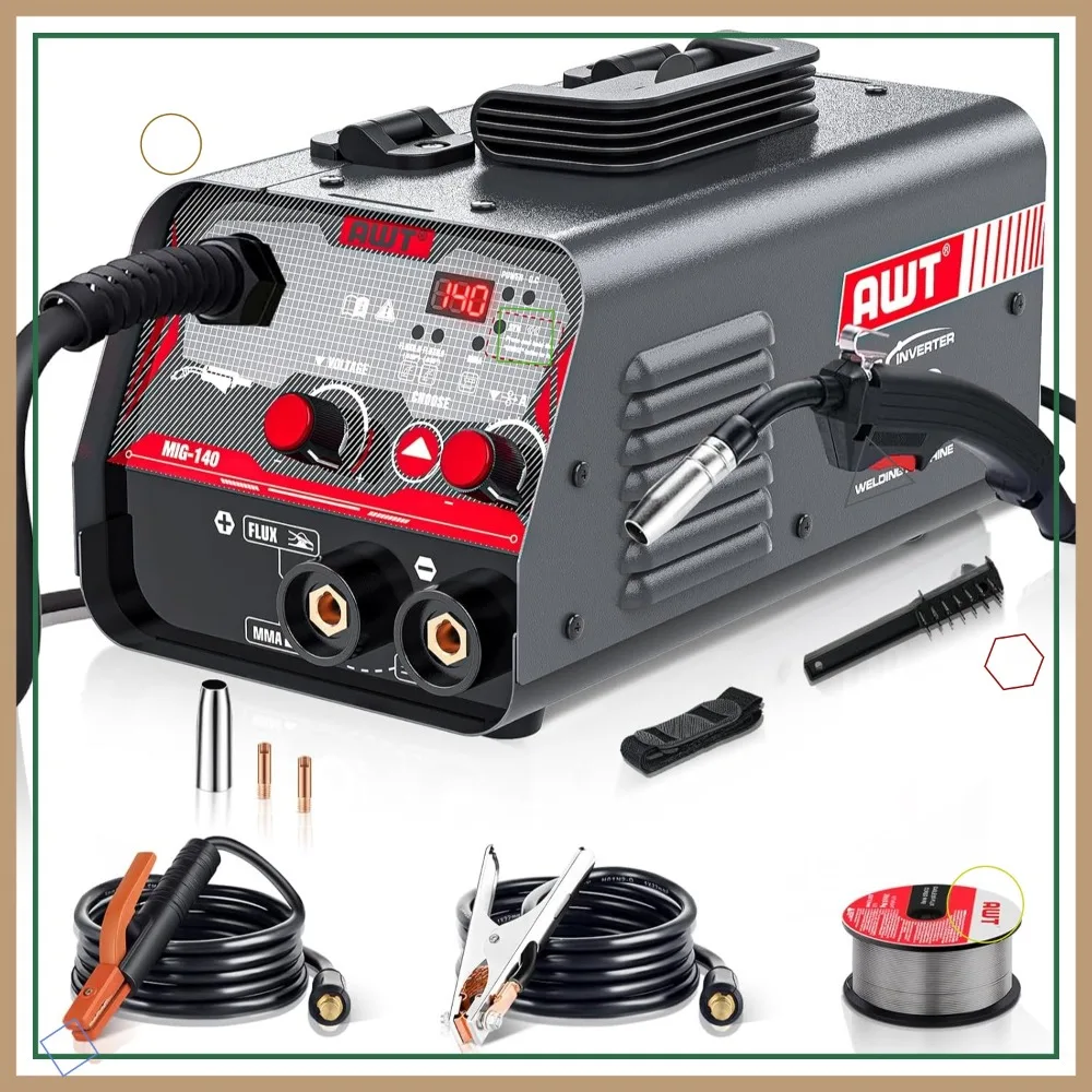 140A MIG Welder 110V, 2 in 1 Flux Core MIG/Stick Welding Machine with Synergy IGBT, Portable Gasless Welder
140A MIG Welder 110V, 2 in 1 Flux Core MIG/Stick Welding Machine with Synergy IGBT, Portable Gasless Welder