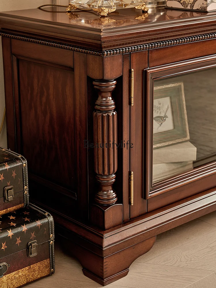 American neoclassical gold silk teak all solid wood TV cabinet
American neoclassical gold silk teak all solid wood TV cabinet