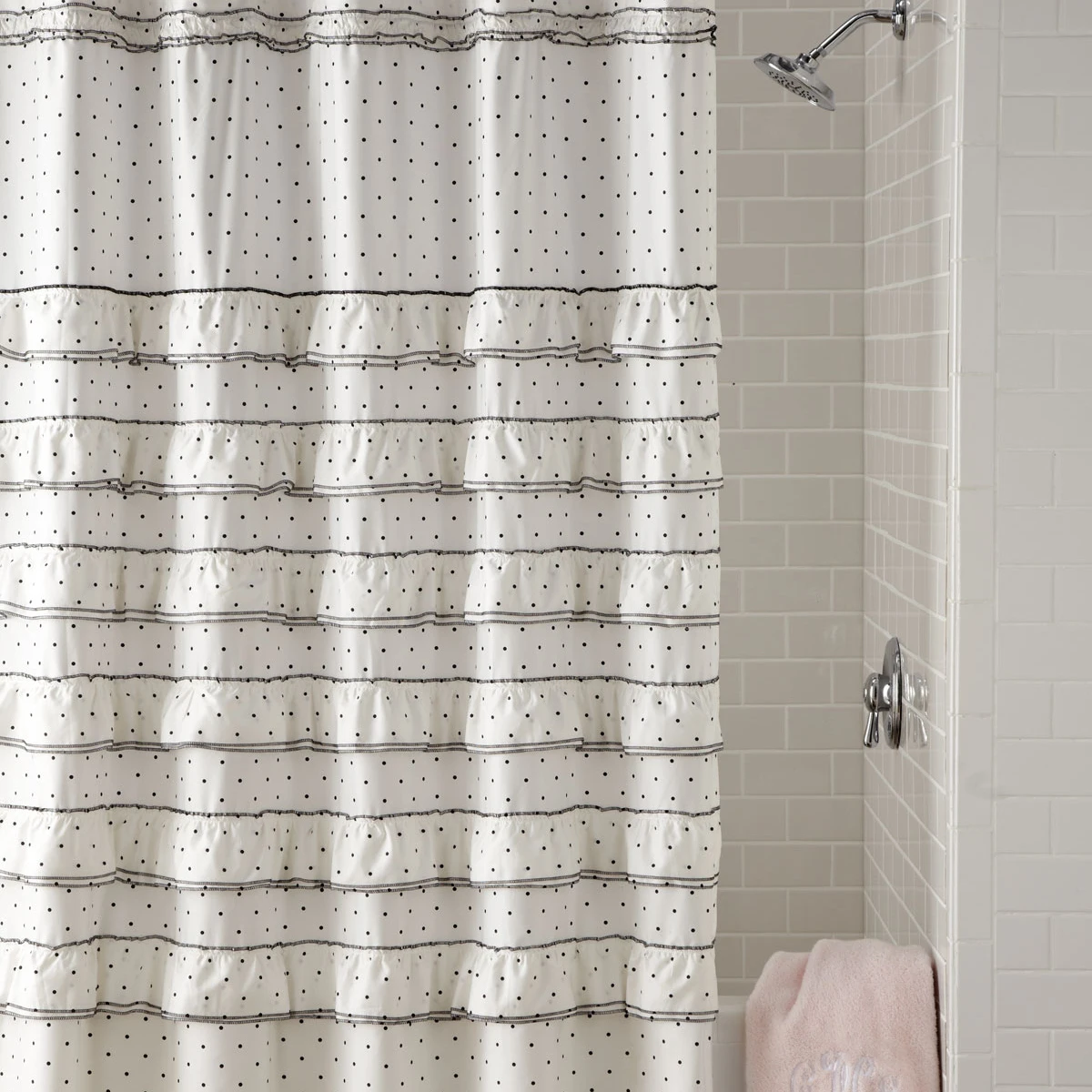 Can Can Ruffled Black Polk Dots Boho Modern Polyester Waterproof Fabric Solid White Fresh Decoratived Farmhouse Shower Curtain
Can Can Ruffled Black Polk Dots Boho Modern Polyester Waterproof Fabric Solid White Fresh Decoratived Farmhouse Shower Curtain