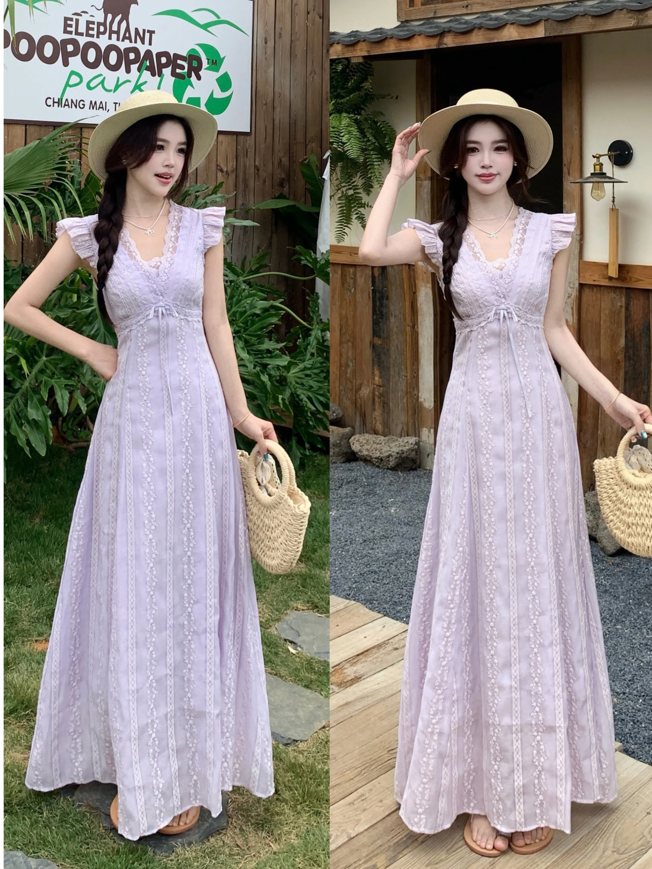 plus Size Beautiful Lace Sleeve V-Neck Long Dress Summer New Style Splice Slimming Purple Elegant Dress Korean Loose Fit
plus Size Beautiful Lace Sleeve V-Neck Long Dress Summer New Style Splice Slimming Purple Elegant Dress Korean Loose Fit