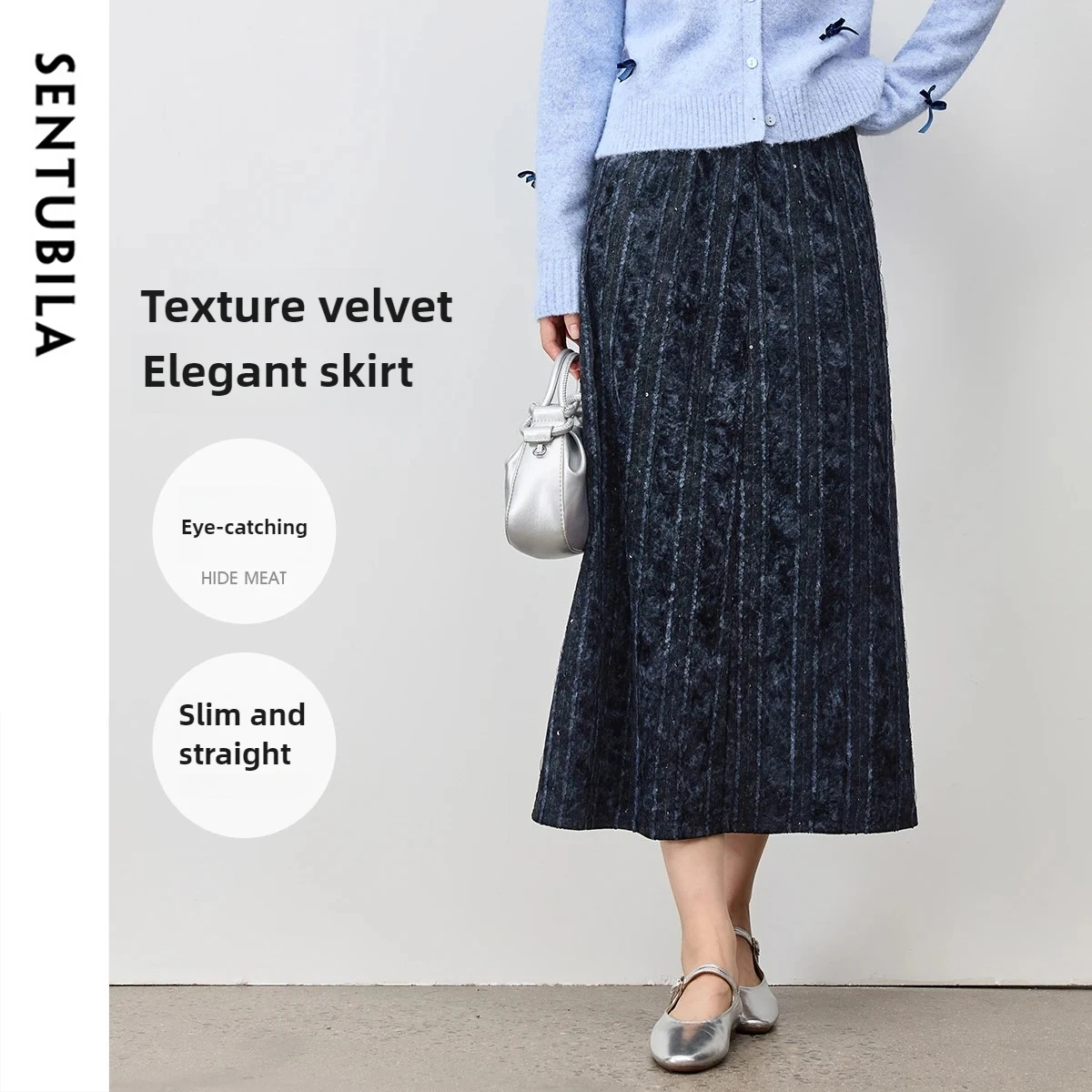 SENTUBILA Women's Straight Skirt 2025 Autumn Stretch Waist Velvet Mesh Split Design Casual Elegant Commuting Skirt Q54QF3795
SENTUBILA Women's Straight Skirt 2025 Autumn Stretch Waist Velvet Mesh Split Design Casual Elegant Commuting Skirt Q54QF3795