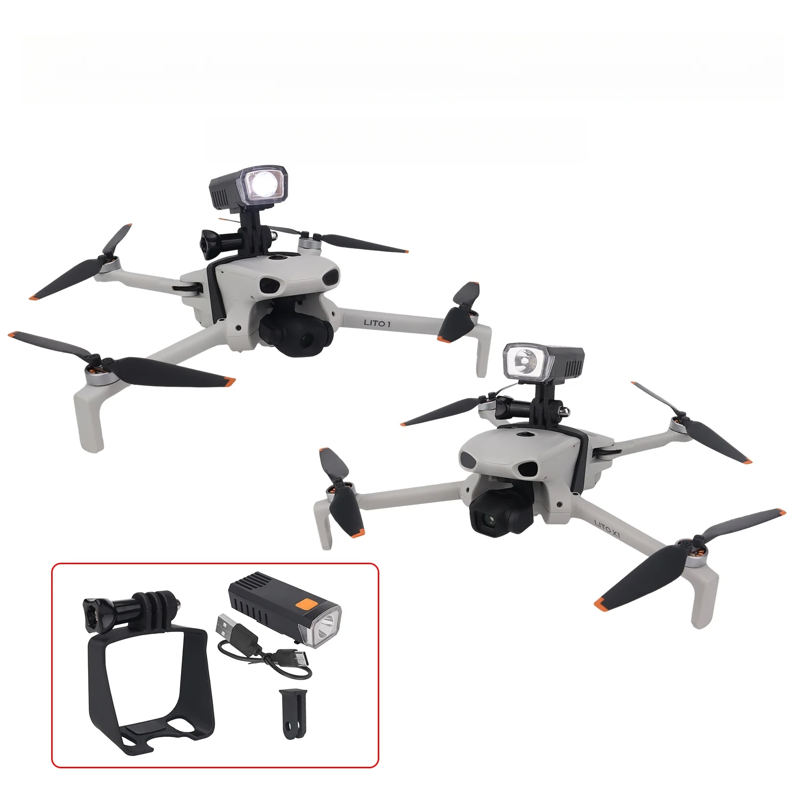 For DJI Lito1/X1 fill lights charging lights night flight lights and spotlights
For DJI Lito1/X1 fill lights charging lights night flight lights and spotlights
