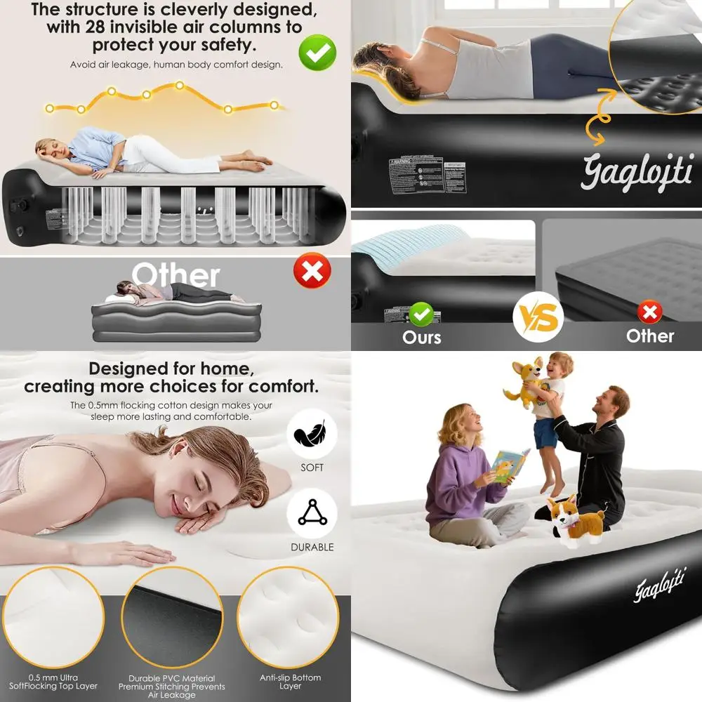 Portable Queen Airbed with Pump, Full Size Inflatable Mattress for Camping and Guests
Portable Queen Airbed with Pump, Full Size Inflatable Mattress for Camping and Guests