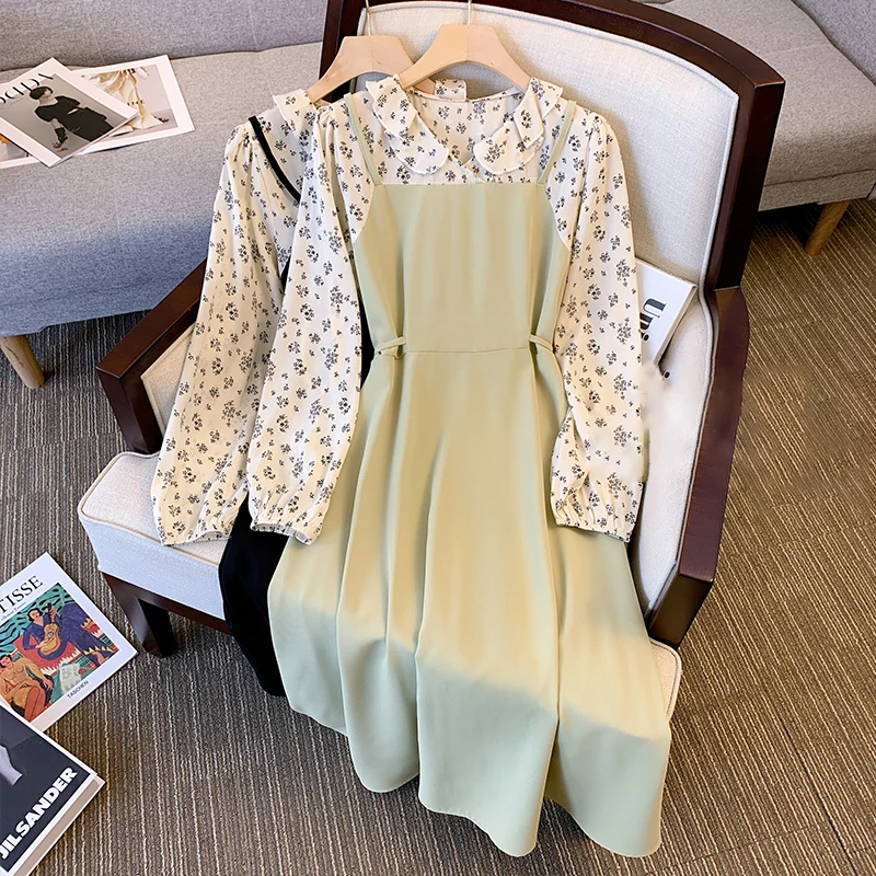 2023 Spring Autumn Women Dress French Style Floral Printing Fake-Two Pieces Patchwork A-Line V-Neck Lace-Up Mid-Length Dresses
2023 Spring Autumn Women Dress French Style Floral Printing Fake-Two Pieces Patchwork A-Line V-Neck Lace-Up Mid-Length Dresses