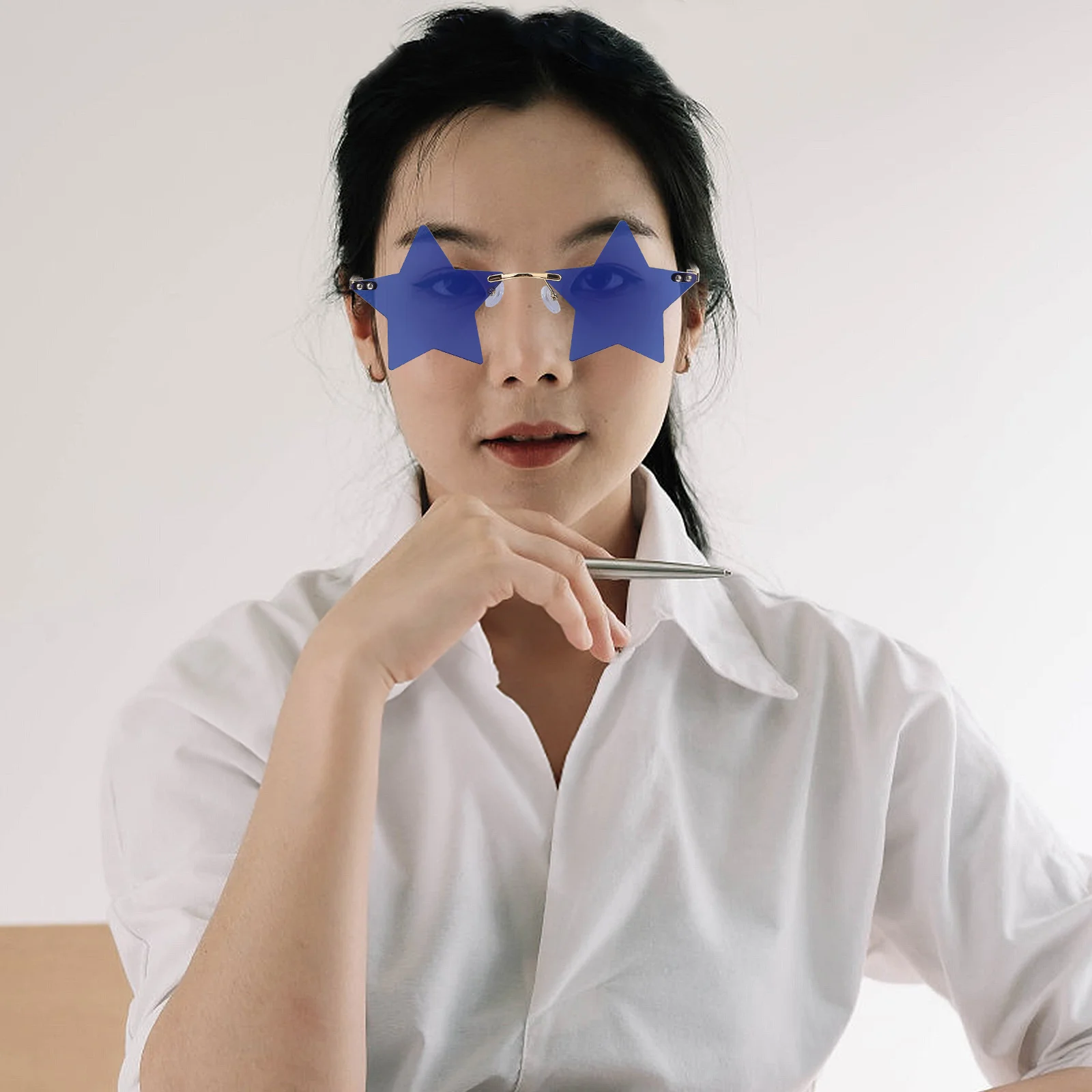 1 Pair Star Shaped Rimless Sunglasses Premium Copper Alloy Frame Party Eyewear Photo Props For Festival Street Snap Valentines 
1 Pair Star Shaped Rimless Sunglasses Premium Copper Alloy Frame Party Eyewear Photo Props For Festival Street Snap Valentines