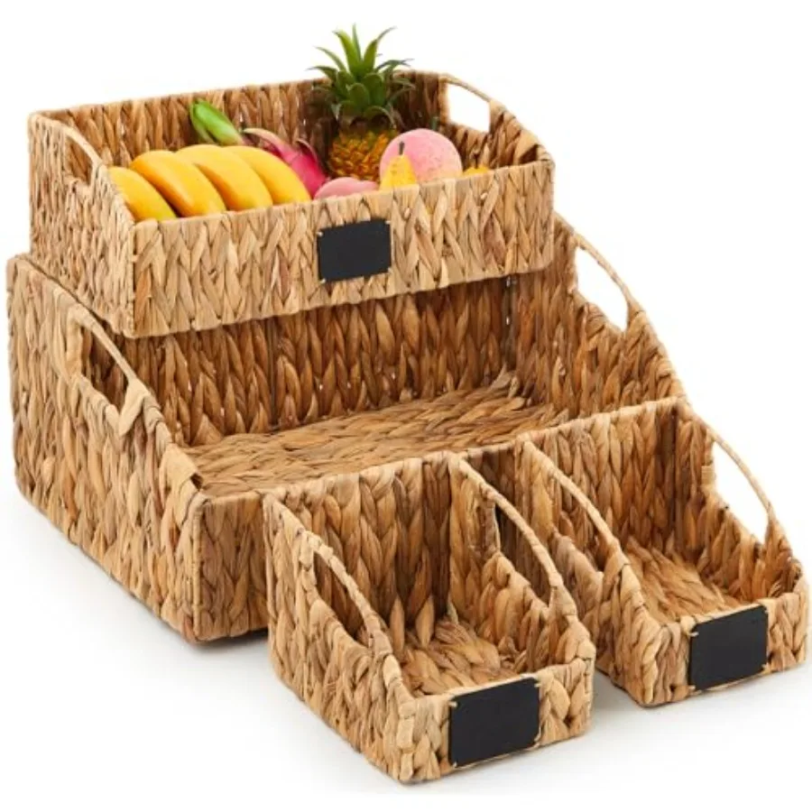 4 Pcs Storage Basket Set Boho Wicker Rattan Pantry Basket with Chalkboard Label Handles Woven Container Kitchen Laundry Large S
4 Pcs Storage Basket Set Boho Wicker Rattan Pantry Basket with Chalkboard Label Handles Woven Container Kitchen Laundry Large S
