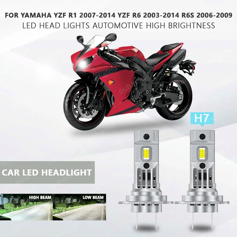 For Yamaha YZF R1 2007-2014 YZF R6 2003-2014 R6S 2006-2009 Motorcycle H7 LED Headlight Bulbs Replacement Headlamp CANbus
For Yamaha YZF R1 2007-2014 YZF R6 2003-2014 R6S 2006-2009 Motorcycle H7 LED Headlight Bulbs Replacement Headlamp CANbus