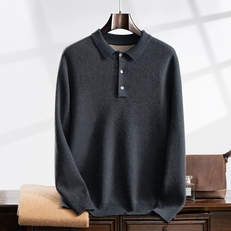 Autumn/winter New Men's 100% Cashmere Sweater POLO Neck Knit Pullover Business Casual Warm Long Sleeve Solid Color Sweater
Autumn/winter New Men's 100% Cashmere Sweater POLO Neck Knit Pullover Business Casual Warm Long Sleeve Solid Color Sweater