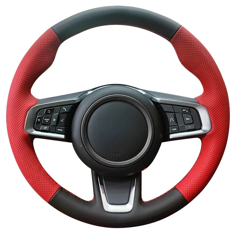 For Jaguar XFL XE XJL F-PACE Hand-Stitched non-slip Black Red Genuine Leather Sports style car Steering Wheel Cover
For Jaguar XFL XE XJL F-PACE Hand-Stitched non-slip Black Red Genuine Leather Sports style car Steering Wheel Cover