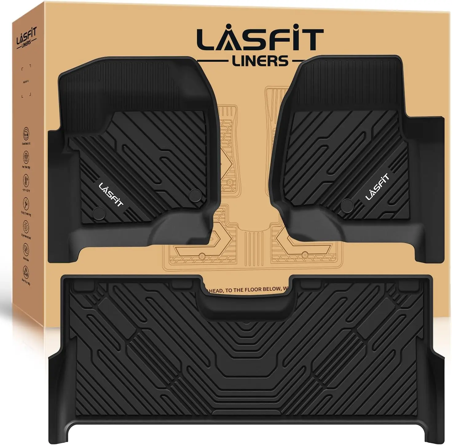 Custom Fit Floor Mats for Ford F250 F350 F450 Crew Cab 2017-2026, All Weather TPE Liners, 1st & 2nd Row, 3pcs Black
Custom Fit Floor Mats for Ford F250 F350 F450 Crew Cab 2017-2026, All Weather TPE Liners, 1st & 2nd Row, 3pcs Black