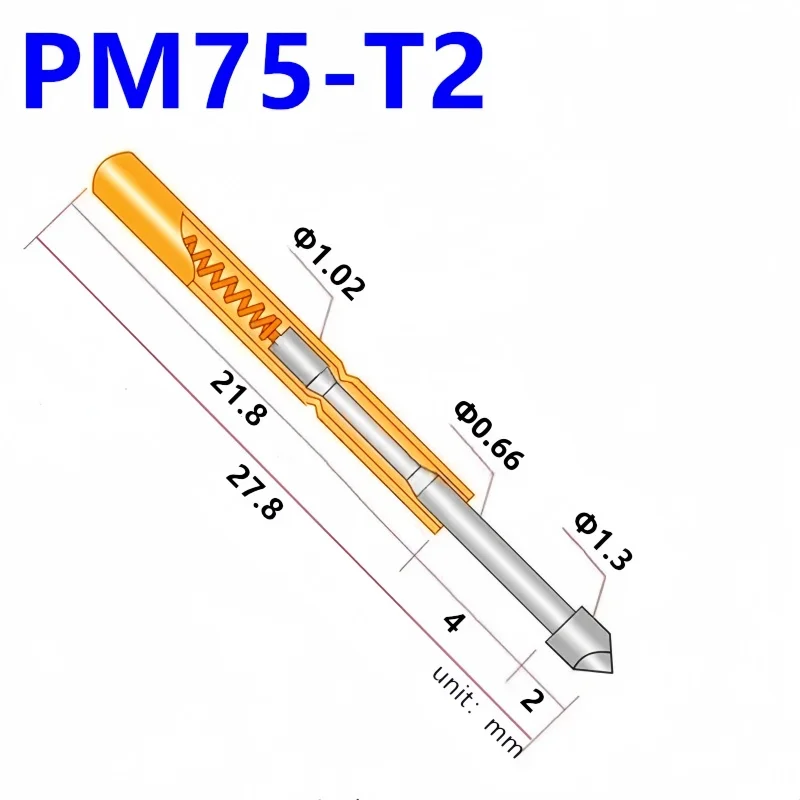 20/100PCS PM75-T2 Spring Test Probe Test Pin Pogo Pin Nickel Plated Pin Dia 1.02mm 27.8mm PM75-T Test Head Dia 1.3mm PCB Tool
20/100PCS PM75-T2 Spring Test Probe Test Pin Pogo Pin Nickel Plated Pin Dia 1.02mm 27.8mm PM75-T Test Head Dia 1.3mm PCB Tool