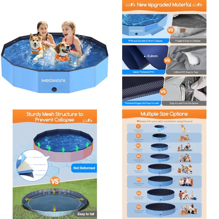 Foldable Dog Pool, Hard Plastic Dog Swimming Pools for Large Dogs, Collapsible Plastic Kid Pet, Portable Bathing Tub Kiddie Poo
Foldable Dog Pool, Hard Plastic Dog Swimming Pools for Large Dogs, Collapsible Plastic Kid Pet, Portable Bathing Tub Kiddie Poo
