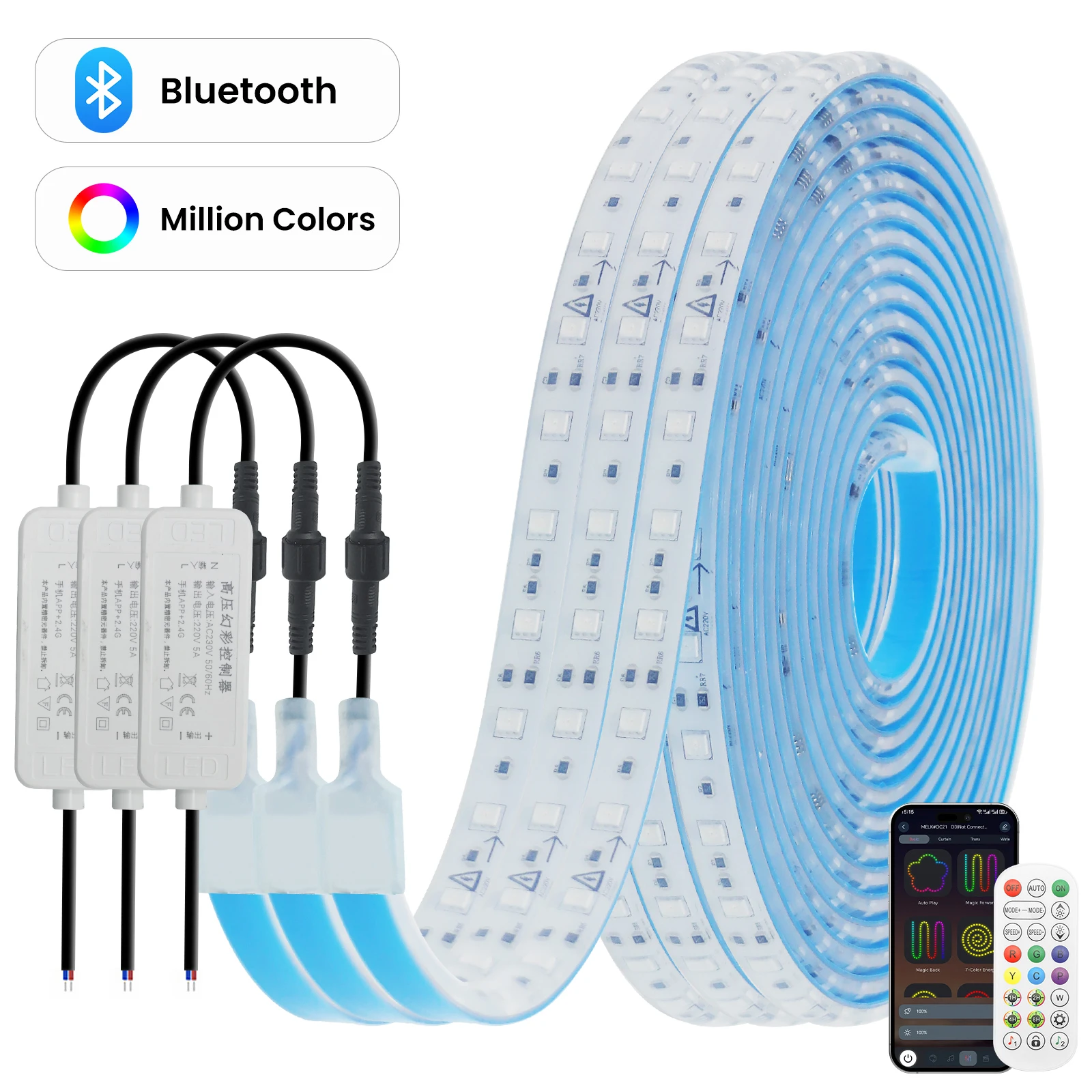 220V 110V WS2811 RGBIC LED Strip Bluetooth APP Remote 60LEDs Flexible Tape Diode Light Dream Color Music Sync Gaming Room Decor
220V 110V WS2811 RGBIC LED Strip Bluetooth APP Remote 60LEDs Flexible Tape Diode Light Dream Color Music Sync Gaming Room Decor