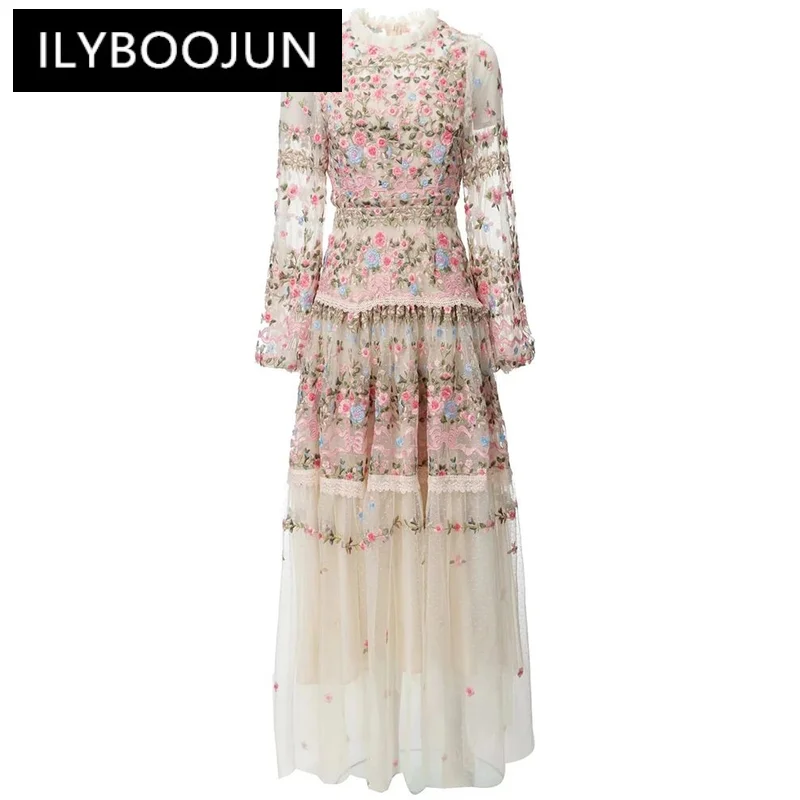 Модное осеннее Сетчатое платье макси ILYBOOJUN, женские винтажные платья до пола с круглым вырезом, рукавами-фонариками и цветочной вышивкой
Модное осеннее Сетчатое платье макси ILYBOOJUN, женские винтажные платья до пола с круглым вырезом, рукавами-фонариками и цветочной вышивкой