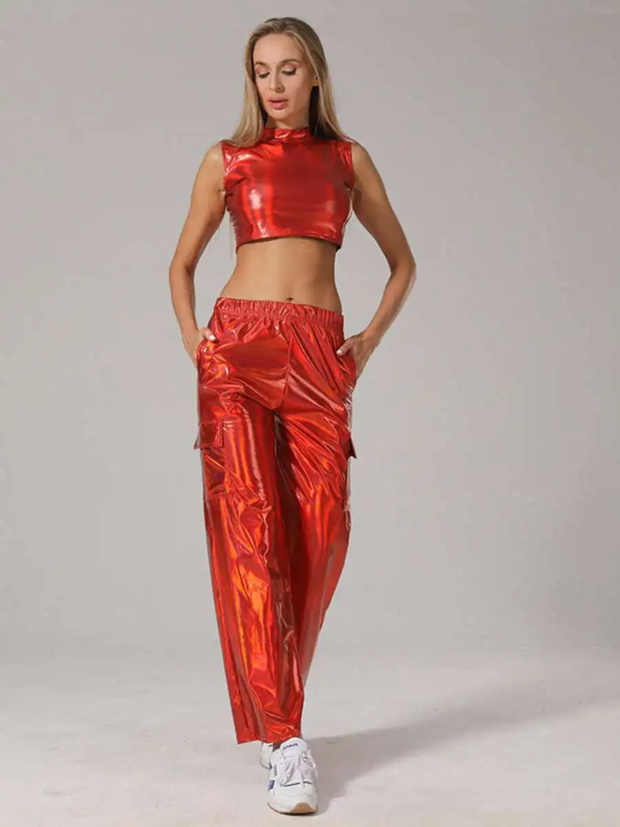 Fashionable High-Waist Shiny Leather Pants Casual Workwear Set Women's Sweet Style Color Spring Autumn Seasonal Apparel
Fashionable High-Waist Shiny Leather Pants Casual Workwear Set Women's Sweet Style Color Spring Autumn Seasonal Apparel