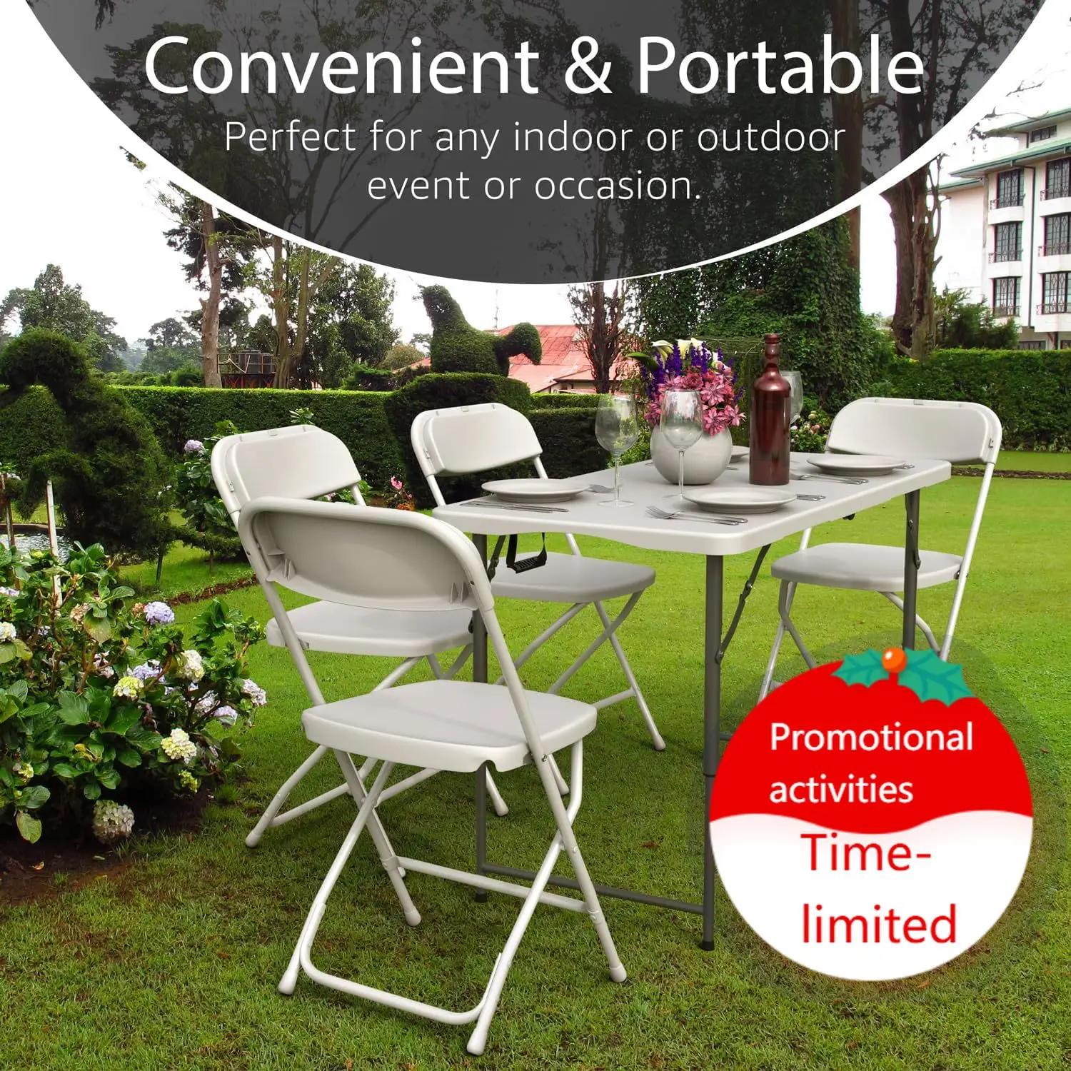 4 Feet Foldable Table Adjustable Height with Built in Handle, Steel Legs | 4FT Heavy Duty Portable | Perfect for Party Dining We
4 Feet Foldable Table Adjustable Height with Built in Handle, Steel Legs | 4FT Heavy Duty Portable | Perfect for Party Dining We