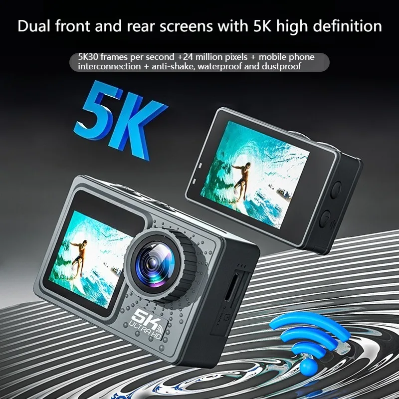 5K 4K 60FPS Action Camera Anti-shake WIFI Diving Mini DV Camera Dual Screen 170° Wide Angle 30m Waterproof with Remote Control
5K 4K 60FPS Action Camera Anti-shake WIFI Diving Mini DV Camera Dual Screen 170° Wide Angle 30m Waterproof with Remote Control