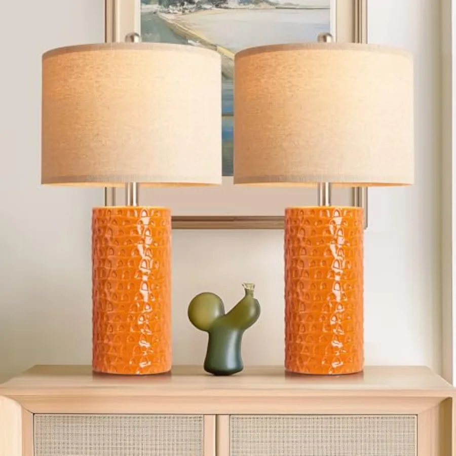 23" Modern Ceramic Table Lamp Set of 2, Table Lamps for Living Room, Rustic Farmhouse Bedside Lamps Nightstand lamp for Bedroom
23" Modern Ceramic Table Lamp Set of 2, Table Lamps for Living Room, Rustic Farmhouse Bedside Lamps Nightstand lamp for Bedroom