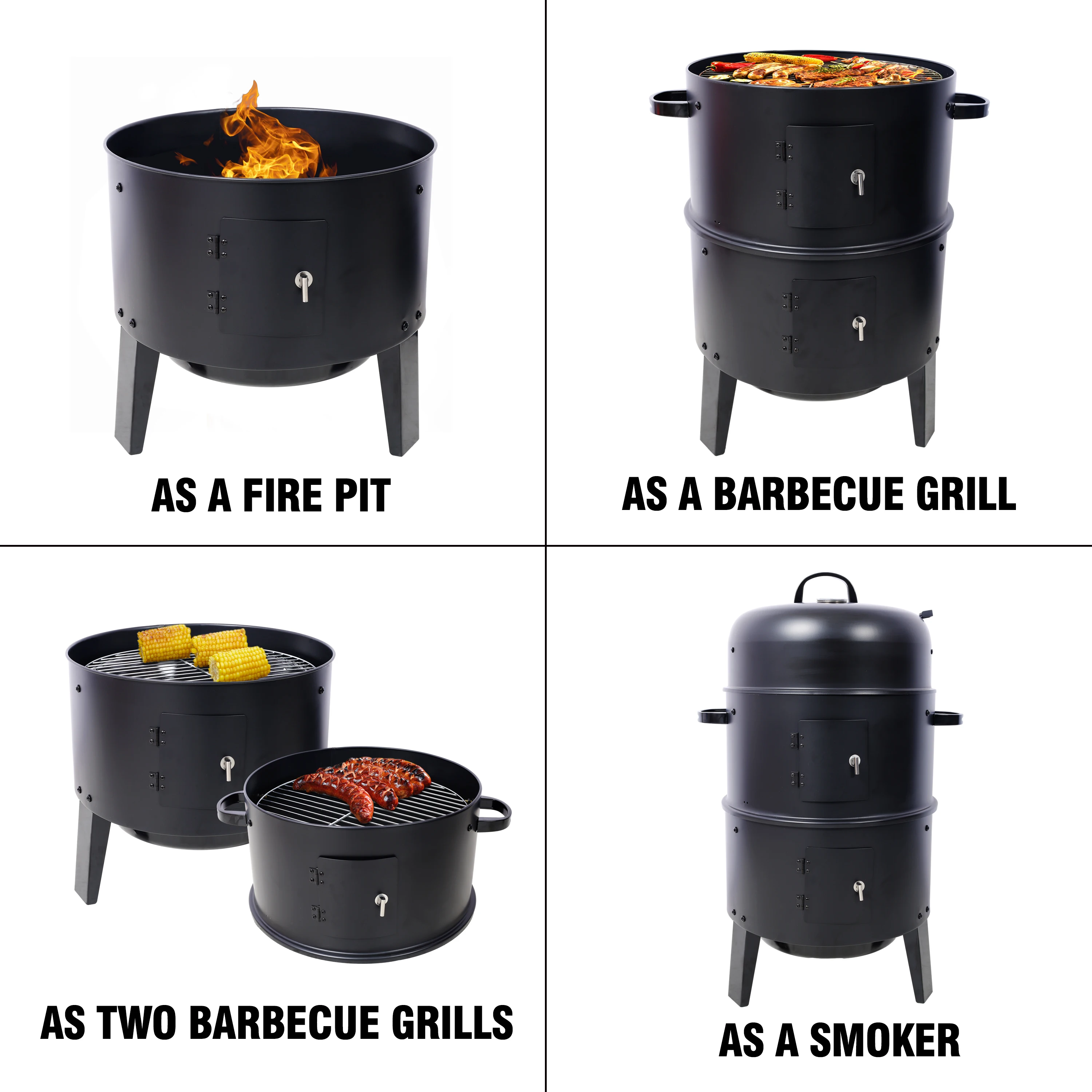 3-in-1 Multi-Function Charcoal SmokerThis,with smoker,grill,and fire pit in patio,backyard,garden,non-slip,anti-scald grip,Black
3-in-1 Multi-Function Charcoal SmokerThis,with smoker,grill,and fire pit in patio,backyard,garden,non-slip,anti-scald grip,Black