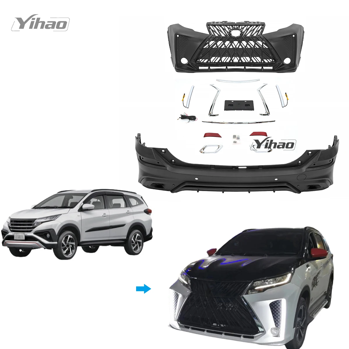 Wholesale High Quality Bumper Tuning LX Facelift Car Bumpers body kit for Toyota Rush 2018 2019 2020 221 2022 2023 Body Kit
Wholesale High Quality Bumper Tuning LX Facelift Car Bumpers body kit for Toyota Rush 2018 2019 2020 221 2022 2023 Body Kit