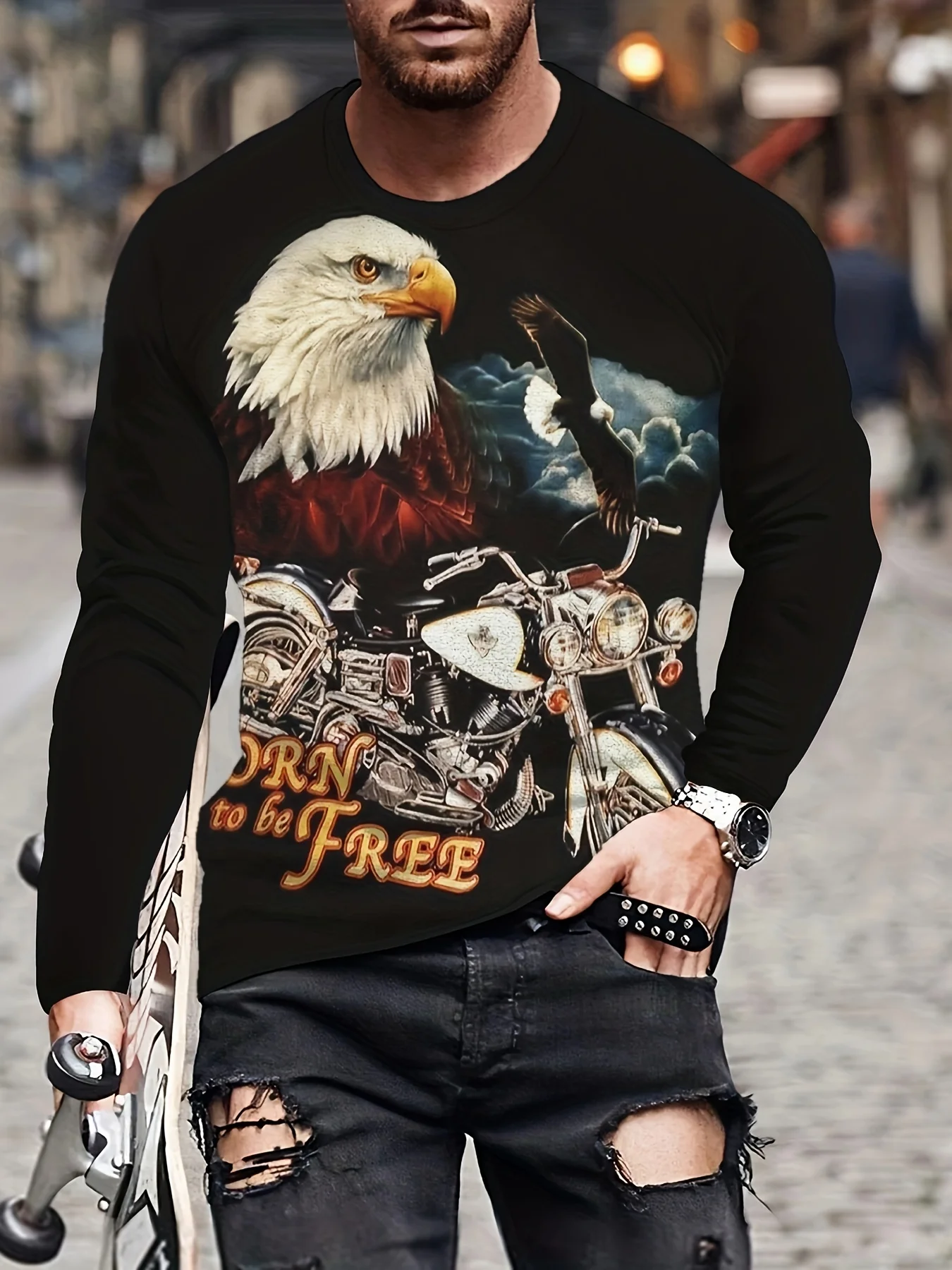 New Motorcycle Graphic Men's Long-Sleeve T-shirt Fashion Vintage 3D Hawk Print Crew Neck Top Oversized Street Trend Men Clothes
New Motorcycle Graphic Men's Long-Sleeve T-shirt Fashion Vintage 3D Hawk Print Crew Neck Top Oversized Street Trend Men Clothes