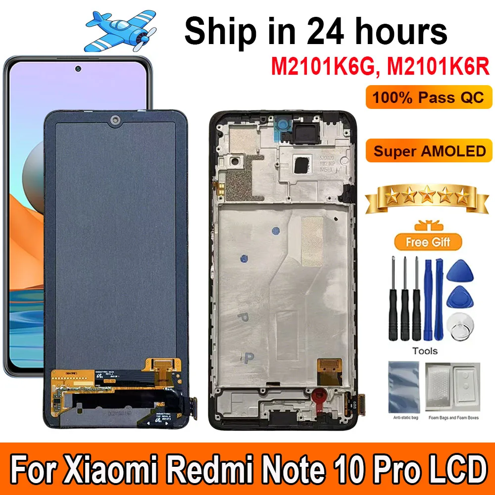 AMOLED For Xiaomi Redmi Note 10 Pro LCD Display with frame Touch Panel Digitizer Replacement for redmi note10pro M2101K6G Screen
AMOLED For Xiaomi Redmi Note 10 Pro LCD Display with frame Touch Panel Digitizer Replacement for redmi note10pro M2101K6G Screen