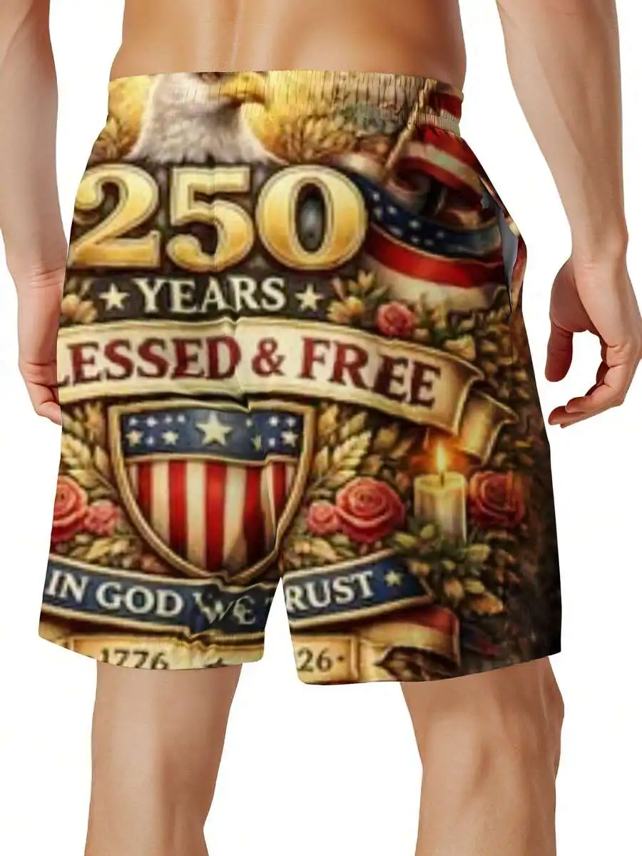 250 Years Blessed And Free Patriotic Swim Trunks Men Beach Shorts American Flag Design
250 Years Blessed And Free Patriotic Swim Trunks Men Beach Shorts American Flag Design