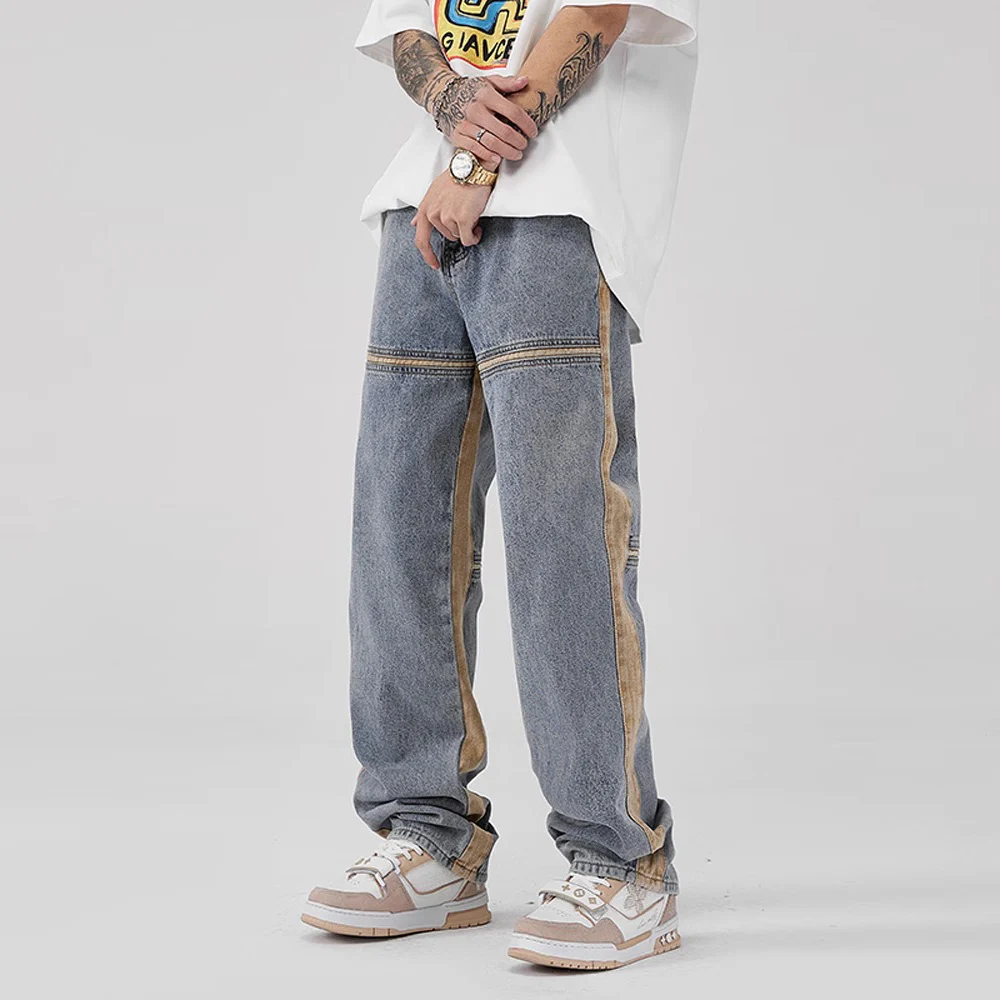 Vintage Wide Leg Baggy Stretch Jeans for Men Hip-Hop Patchwork Y2K Streetwear Trendy Yellow Stripe Straight Leg Denim Pants
Vintage Wide Leg Baggy Stretch Jeans for Men Hip-Hop Patchwork Y2K Streetwear Trendy Yellow Stripe Straight Leg Denim Pants