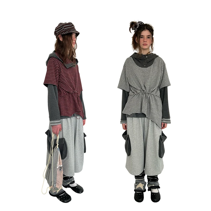 Spring 2026 Hooded Stripe Patchwork Layered Sweatshirt Korean Style Lazy Style Breathable Cotton Girls Casual Wear
Spring 2026 Hooded Stripe Patchwork Layered Sweatshirt Korean Style Lazy Style Breathable Cotton Girls Casual Wear