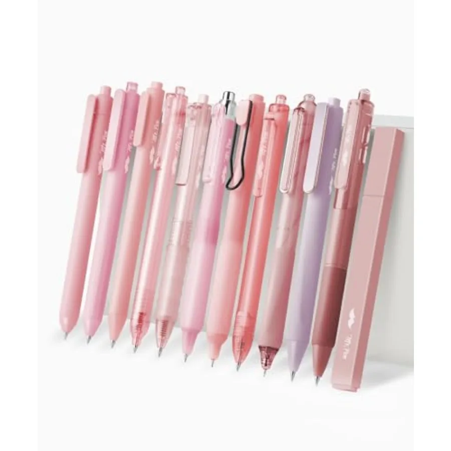 Pink Gel Pens Set, 12 Pack, Black Ink Cute Writing Pens with 1 Aesthetic Highlighter, 0.5 mm Fine Point, Smooth Gel Pens for Jo
Pink Gel Pens Set, 12 Pack, Black Ink Cute Writing Pens with 1 Aesthetic Highlighter, 0.5 mm Fine Point, Smooth Gel Pens for Jo
