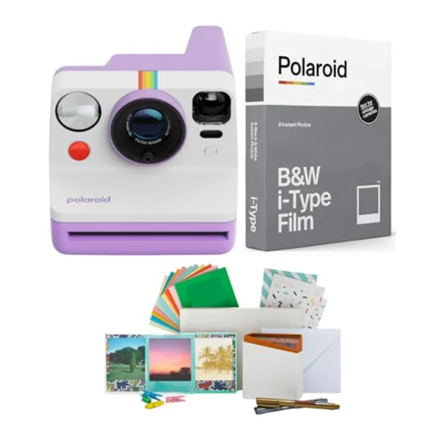 Instant camera for analog photography, purple plastic body, tripod mount included, bundled with BW film and accessories
Instant camera for analog photography, purple plastic body, tripod mount included, bundled with BW film and accessories
