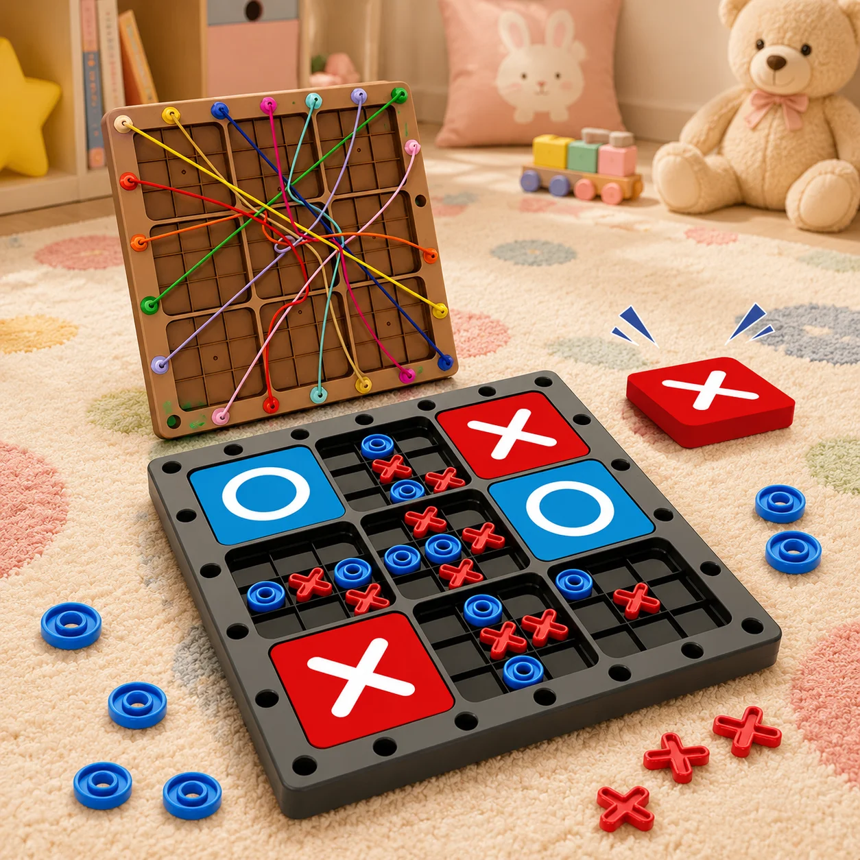 2In1 Tic-tac-toe Board Game Rope Knots Toy Color Line Connected Ropes Sorting Logical Thinking Challenge Brain Strategy Toy Gift
2In1 Tic-tac-toe Board Game Rope Knots Toy Color Line Connected Ropes Sorting Logical Thinking Challenge Brain Strategy Toy Gift