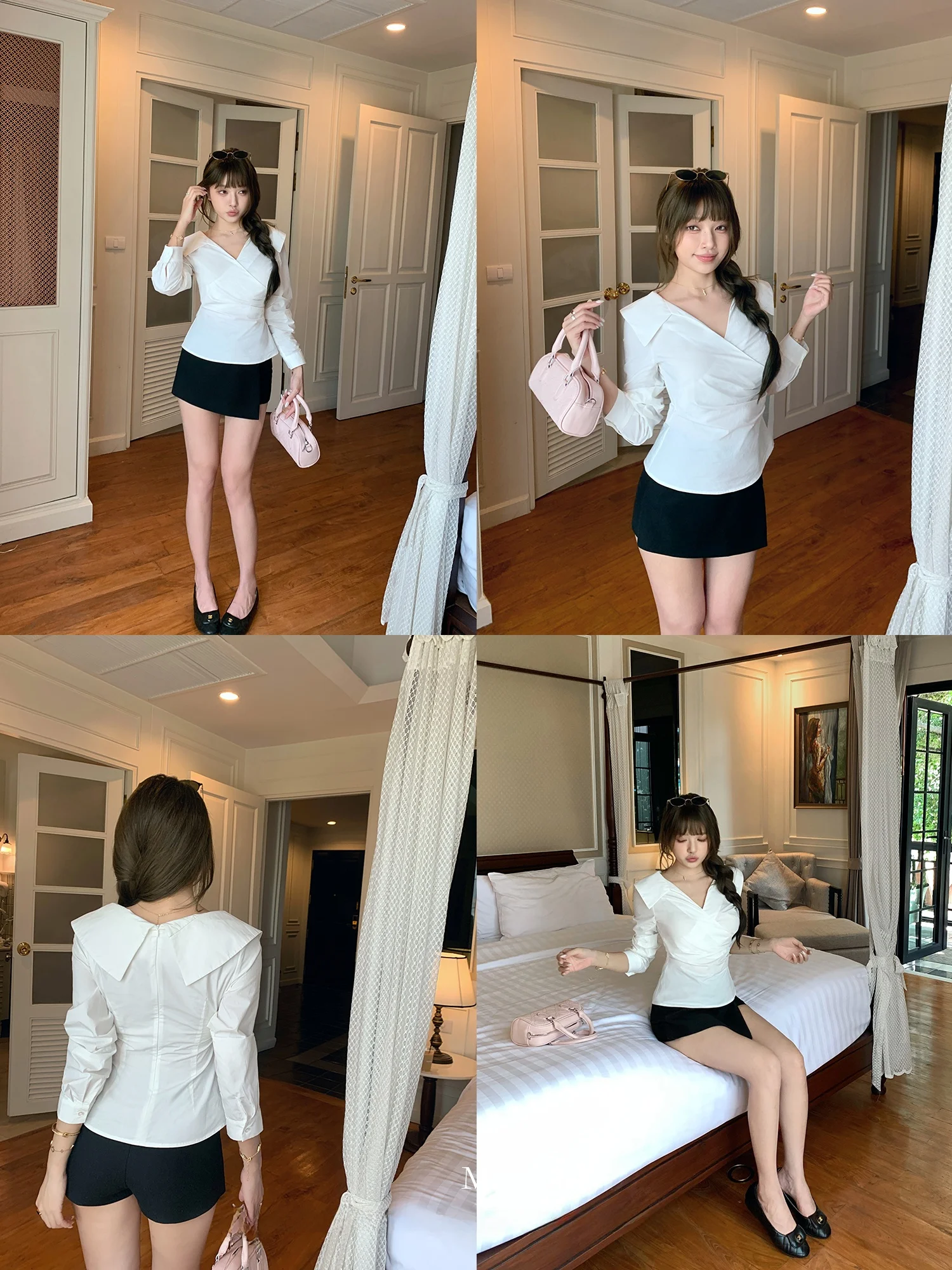 Chen Mi Fan High nce Aesthetic Design Cross V-ne Long Sve Women's irt 3D Pleat Waist Cinching Ele irt
Chen Mi Fan High nce Aesthetic Design Cross V-ne Long Sve Women's irt 3D Pleat Waist Cinching Ele irt