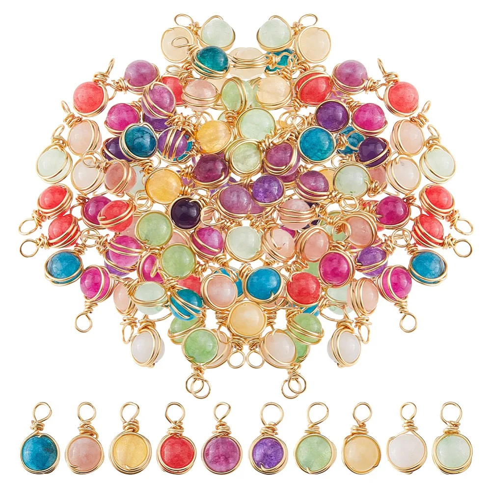 60Pcs 10 Colors Quartz(Dyed Heated) Copper Wire Wrapped Round Charms Light Gold Mixed Color 13mm Hole: 3mm 6pcs/color
60Pcs 10 Colors Quartz(Dyed Heated) Copper Wire Wrapped Round Charms Light Gold Mixed Color 13mm Hole: 3mm 6pcs/color