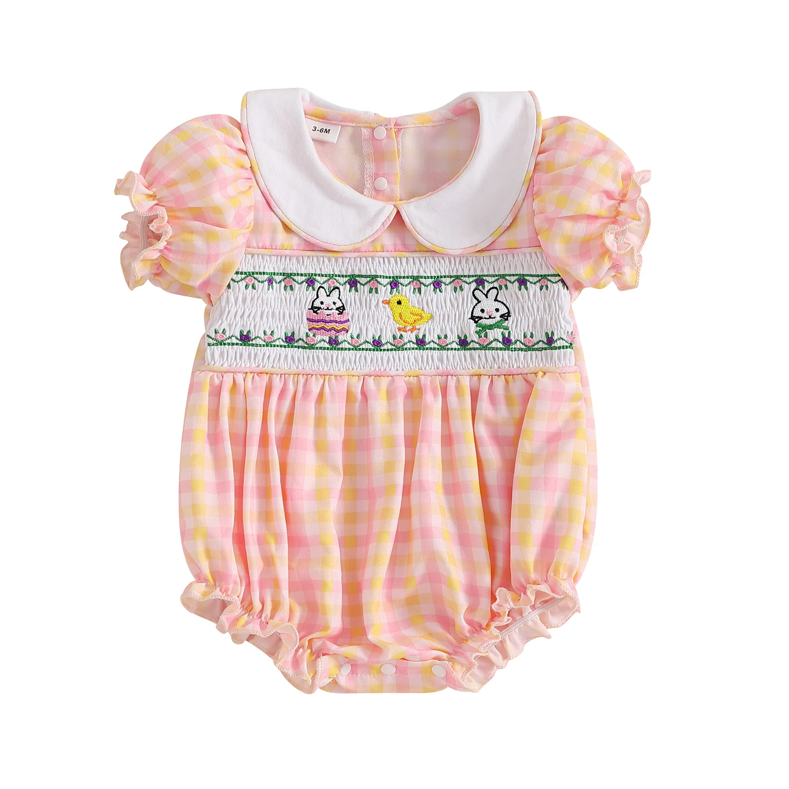 Baby Girls Romper Short Sleeve Doll Collar Embroidery Rabbit Plaid Infant Bodysuit Easter Clothes
Baby Girls Romper Short Sleeve Doll Collar Embroidery Rabbit Plaid Infant Bodysuit Easter Clothes