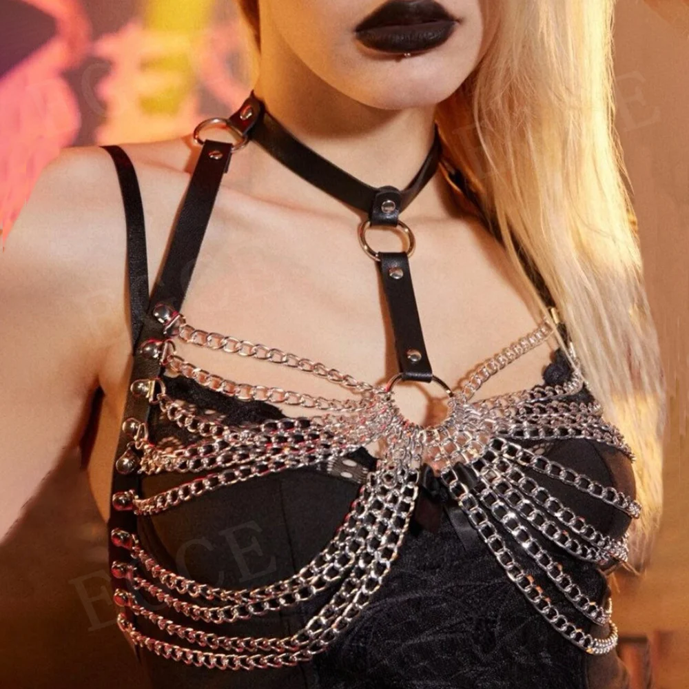 Gothic Chain Bra Bondage Garter Belt Sexy Lingerie Woman Full Body Harness Set With Mask Bondage PU Leather Straps Rave Clothes
Gothic Chain Bra Bondage Garter Belt Sexy Lingerie Woman Full Body Harness Set With Mask Bondage PU Leather Straps Rave Clothes