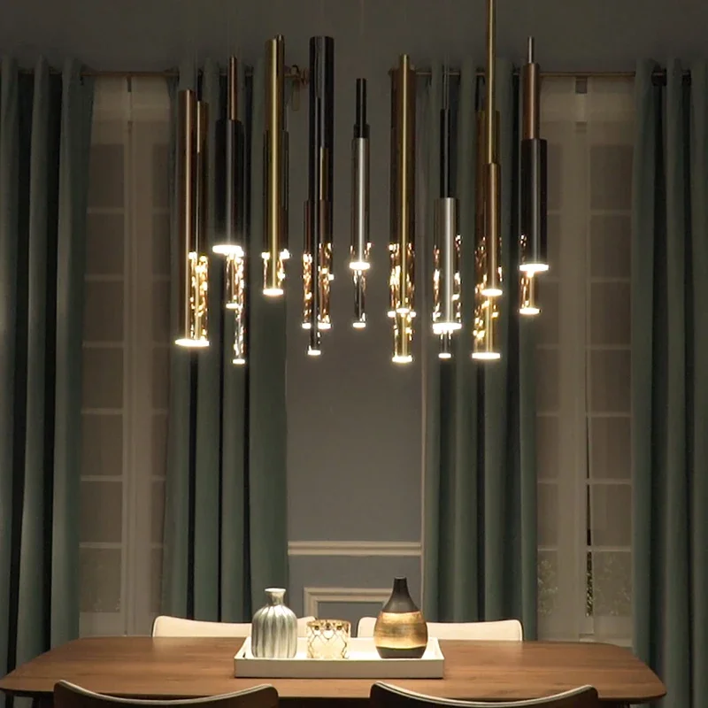 Modern luxury restaurant chandelier creative cylindrical metal long tube lamp Nordic living room minimalist decorative lighting
Modern luxury restaurant chandelier creative cylindrical metal long tube lamp Nordic living room minimalist decorative lighting