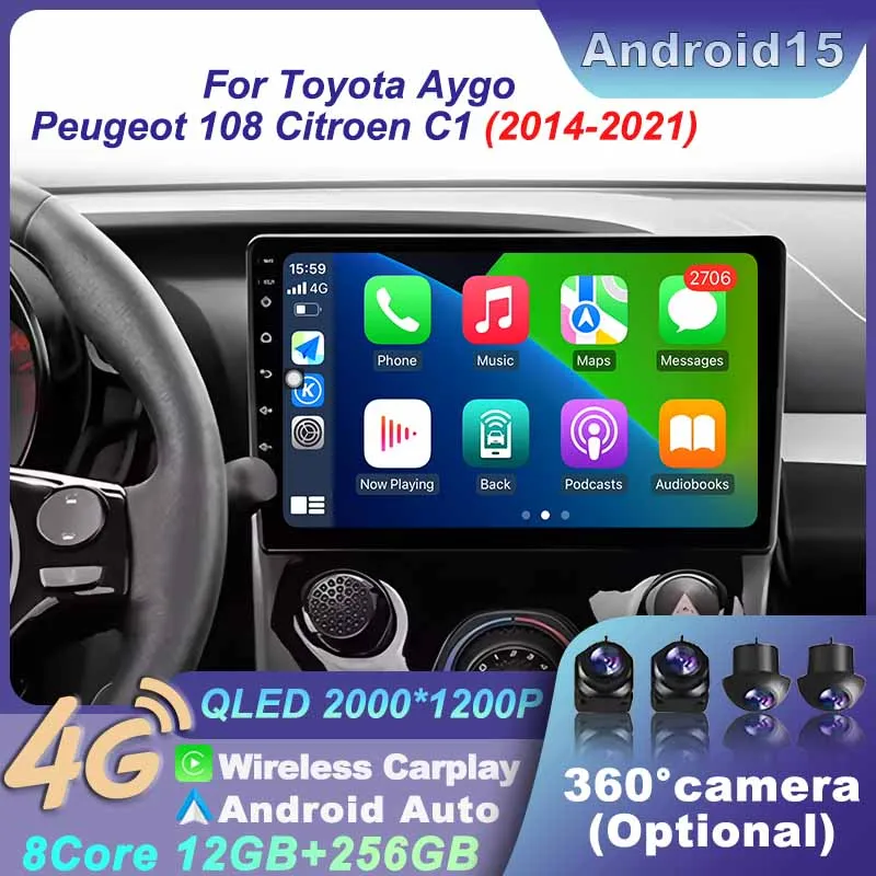 For Toyota Aygo Peugeot 108 Citroen C1 2014 - 2021 Navigation Car Android 15 Radio Stereo WIFI Multimedia Video Wireless Carplay
For Toyota Aygo Peugeot 108 Citroen C1 2014 - 2021 Navigation Car Android 15 Radio Stereo WIFI Multimedia Video Wireless Carplay