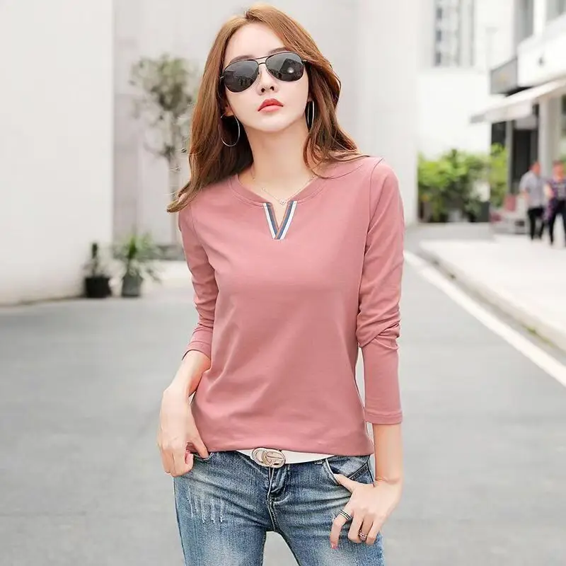 2025 V Neck 100% Cotton T Shirt Women Autumn Fashion Long-Sleeve Tops Women's Plus Size T-shirt Loose Korean Style Female Blouse
2025 V Neck 100% Cotton T Shirt Women Autumn Fashion Long-Sleeve Tops Women's Plus Size T-shirt Loose Korean Style Female Blouse