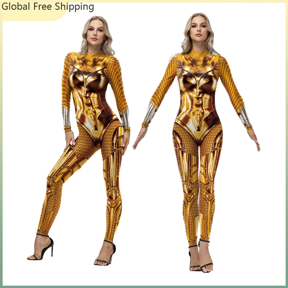 Adult Role Play Punk Gold Robot Costume Gold Armor Printed Bodysuit Women's Full Coverage Bodysuit Halloween Party Jumpsuit 2025
Adult Role Play Punk Gold Robot Costume Gold Armor Printed Bodysuit Women's Full Coverage Bodysuit Halloween Party Jumpsuit 2025