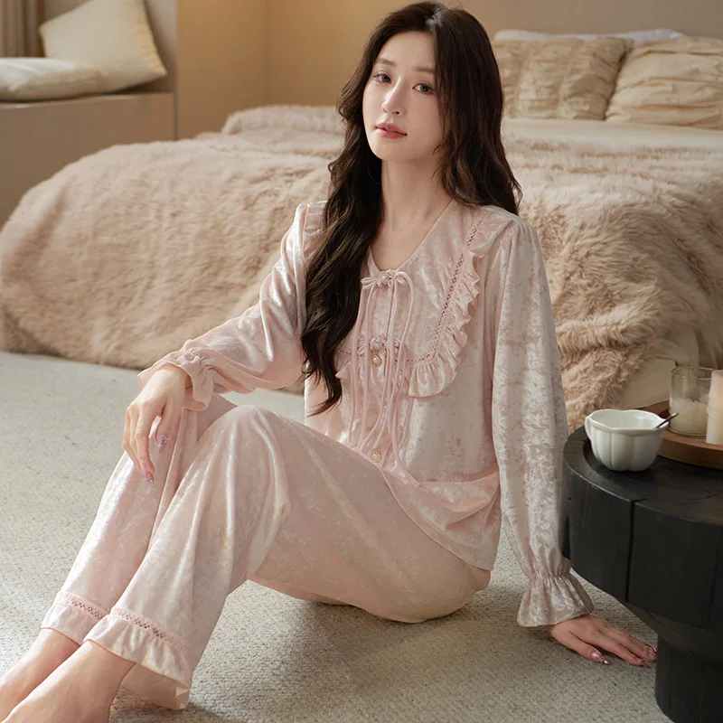 Бархатный пуловер в китайском стиле, брюки, пижамы, осень-зима, женские пижамы из 2 предметов, пижамный костюм, сексуальная ночная рубашка, повседневная домашняя одежда
Бархатный пуловер в китайском стиле, брюки, пижамы, осень-зима, женские пижамы из 2 предметов, пижамный костюм, сексуальная ночная рубашка, повседневная домашняя одежда