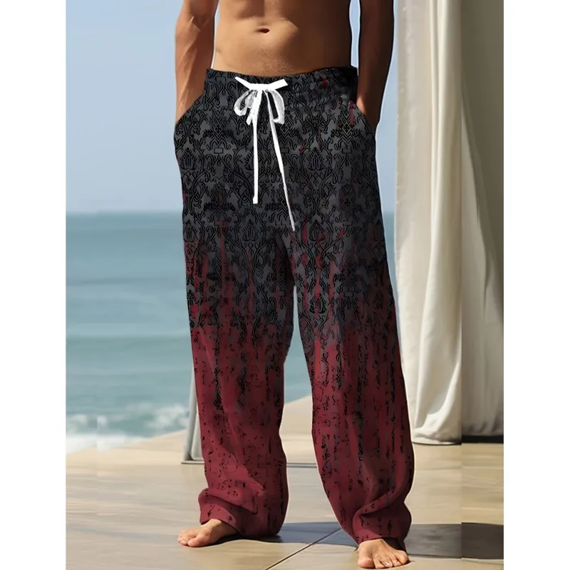 Summer Men's Cotton Linen Casual Pants Retro Ethnic Printing Mid Waist Drawstring Closure Large Size Wide Leg Beach Pants
Summer Men's Cotton Linen Casual Pants Retro Ethnic Printing Mid Waist Drawstring Closure Large Size Wide Leg Beach Pants