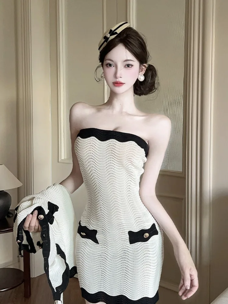 Early Spring Fashion Set Ribbed Knit High Waist Crop Top And Open Cardigan Two Piece Set Contrast Color Slim Fit Bodycon Dress
Early Spring Fashion Set Ribbed Knit High Waist Crop Top And Open Cardigan Two Piece Set Contrast Color Slim Fit Bodycon Dress
