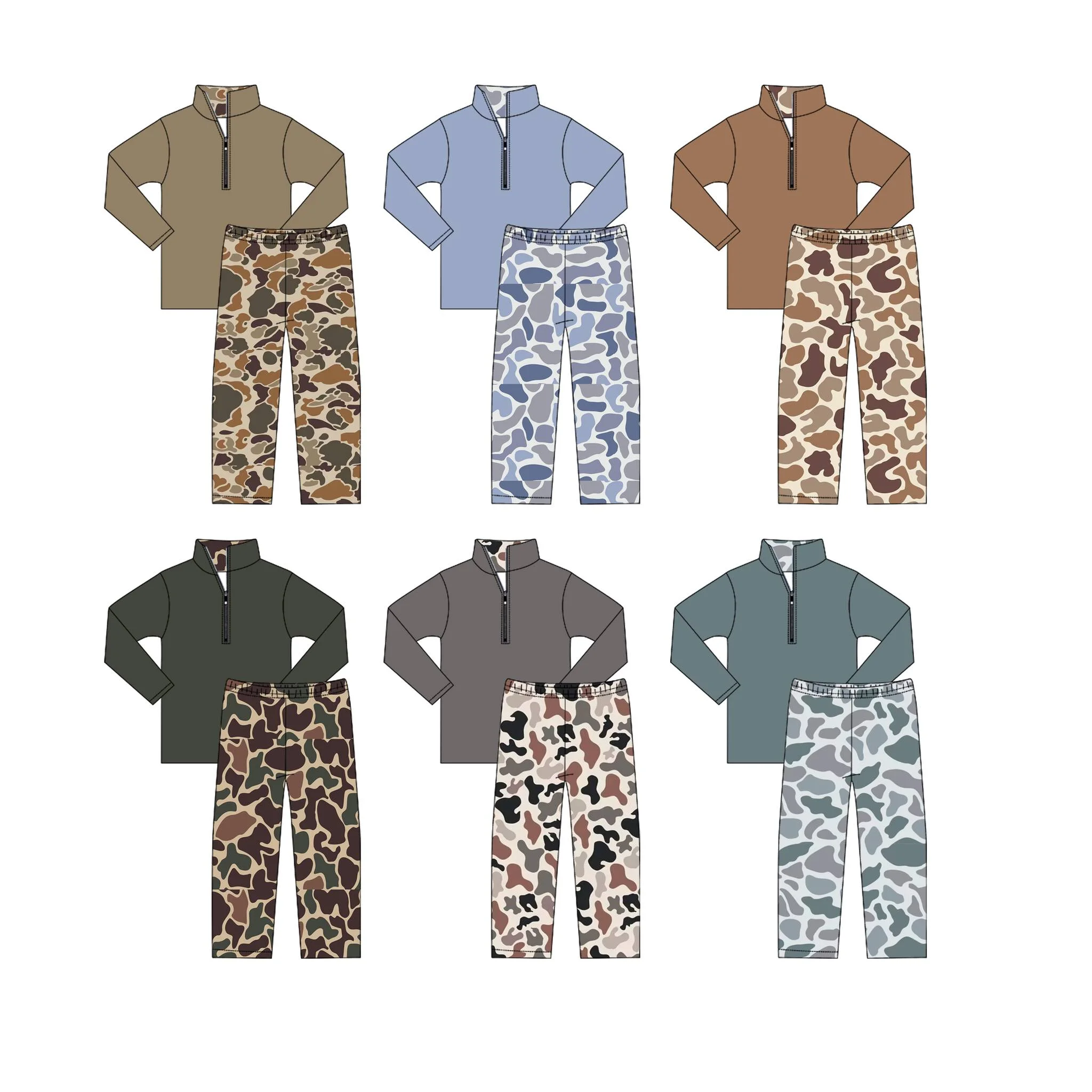 New design toddler cool suit stand collar half zipper long sleeve camouflage trousers children's new hot sale baby milk silk sui
New design toddler cool suit stand collar half zipper long sleeve camouflage trousers children's new hot sale baby milk silk sui
