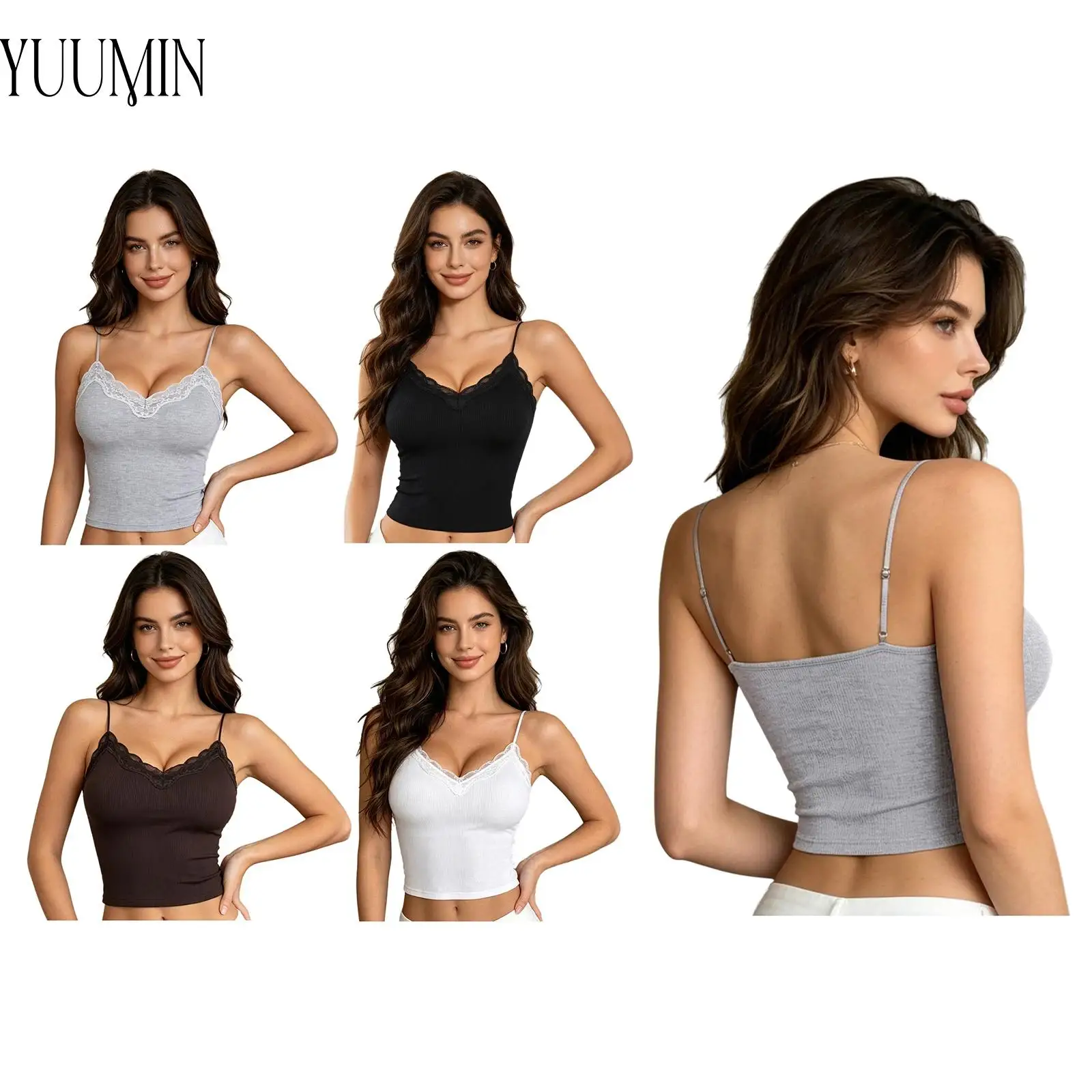 Women Yoga Camisole Built in Bra V Neck Lace Trim Spaghetti Straps Ribbed Tank Versatile Stretchy Daily Office Athletic Wear
Women Yoga Camisole Built in Bra V Neck Lace Trim Spaghetti Straps Ribbed Tank Versatile Stretchy Daily Office Athletic Wear