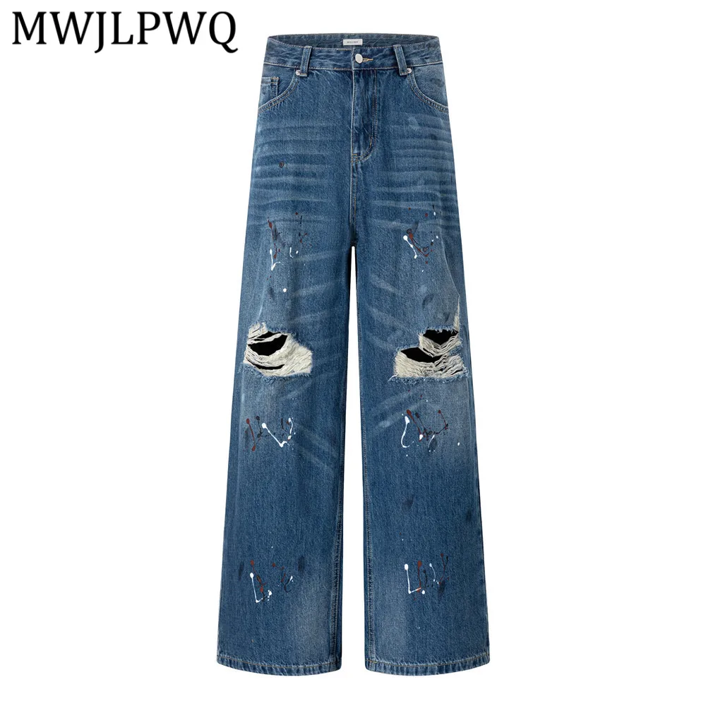 MWJLPWQ Punk Retro Distressed Ripped Denim Trousers For Men Loose Wide-Leg Paint Splatter Niche Trendy Straight-Leg Pants 14186
MWJLPWQ Punk Retro Distressed Ripped Denim Trousers For Men Loose Wide-Leg Paint Splatter Niche Trendy Straight-Leg Pants 14186